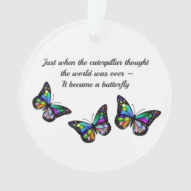 Butterfly Inspirational Encouragement Quote Ornament (Front)
