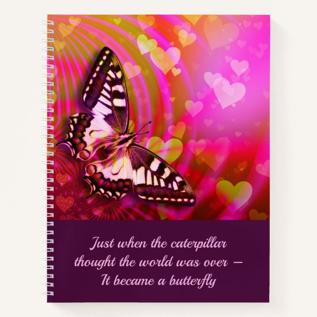 Butterfly Inspirational Encouragement Quote Writer Notebook (Front)