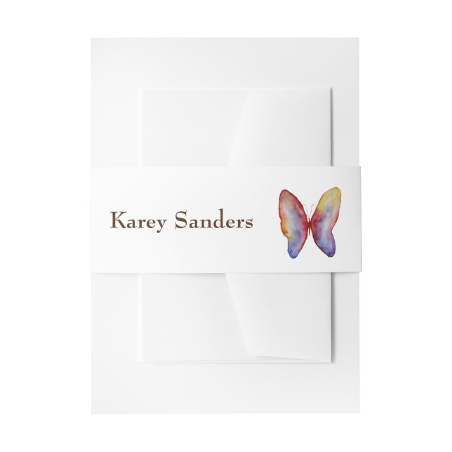 Butterfly Invitation Belly Bands ,Watercolor  Art Invitation Belly Band (Front Example)