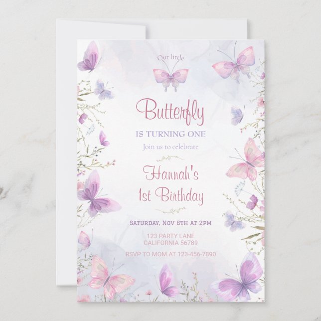 Butterfly Invitation Butterfly Birthday Invitation (Front)