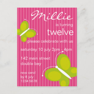 Butterfly Invitation [lime + pink]