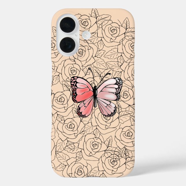 Butterfly iPhone Case with Roses (Back)