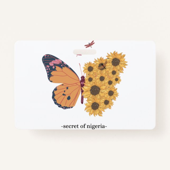 Butterfly is on Sunflower  ID Badge (Front)