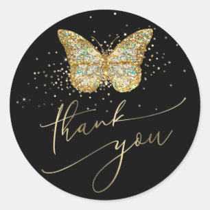 butterfly jewel thank you classic round sticker