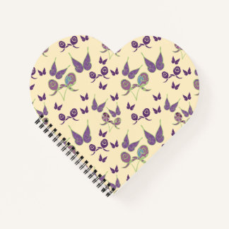Butterfly Joy in Cream Heart-Shaped Notebook 