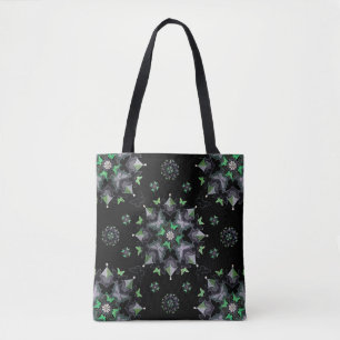 Butterfly Kaleid Print Tote Bag, Black Bag