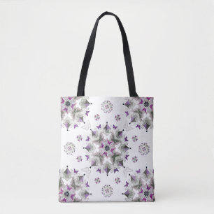 Butterfly Kaleid Print Tote Bag, Purple & Grey