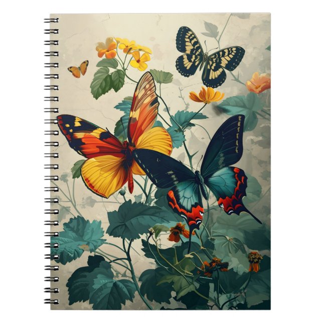 Butterfly Kaleidoscope: Vintage Postcard Notebook (Front)