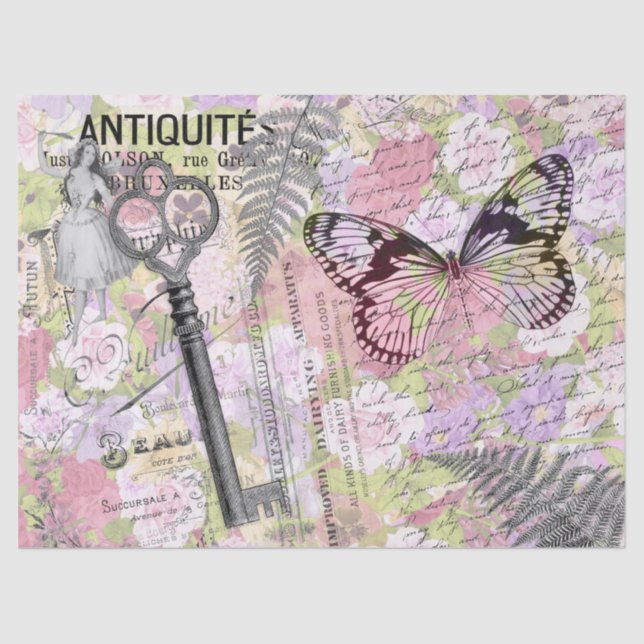 Butterfly Key Decoupage Tissue Paper (Front)