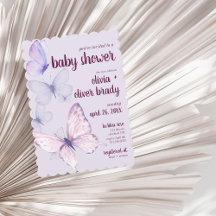 Butterfly Kiss & Baby Wishes | Baby Shower Purple