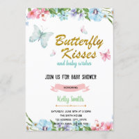 Butterfly kiss baby wishes birthday invitation