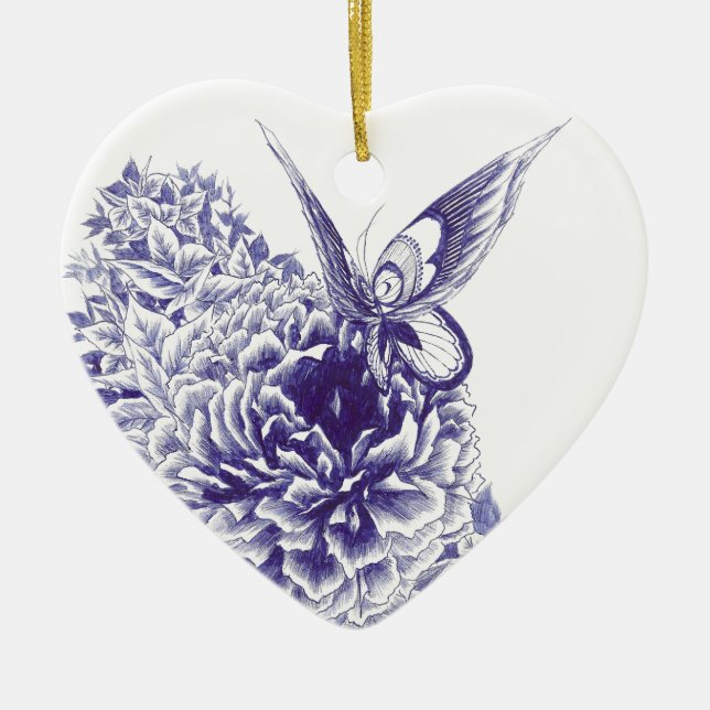 Butterfly Kiss Ceramic Tree Decoration (Front)