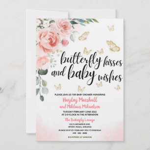 Butterfly Kisses and Baby Wishes Baby Shower Invitation
