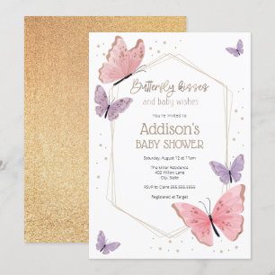Butterfly Kisses and Baby Wishes Baby Shower Invitation