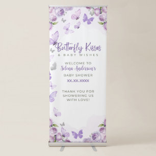 Butterfly Kisses and Baby Wishes Baby Shower Retractable Banner