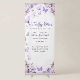Butterfly Kisses and Baby Wishes Baby Shower Retractable Banner