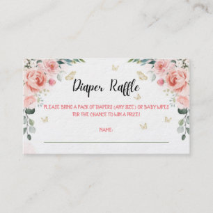 Butterfly Kisses and Baby Wishes Diaper Raffle Enclosure Card