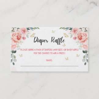 Butterfly Kisses and Baby Wishes Diaper Raffle Enclosure Card