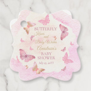 Butterfly Kisses and Baby Wishes Girl Baby Shower Favour Tags