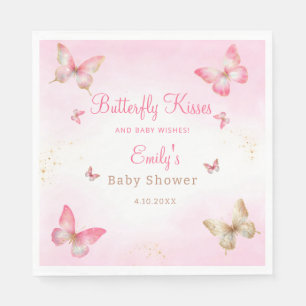 Butterfly Kisses and Baby Wishes Girl Baby Shower Napkin