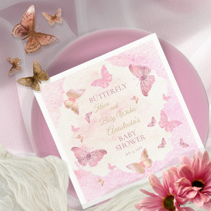 Butterfly Kisses and Baby Wishes Girl Baby Shower  Napkin