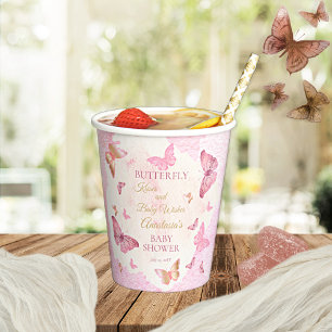 Butterfly Kisses and Baby Wishes Girl Baby Shower Paper Cups