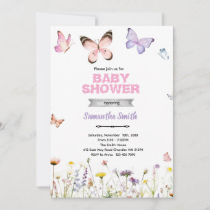 Butterfly Kisses and Baby Wishes Invitation