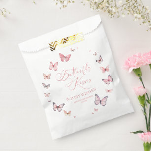 Butterfly Kisses and Baby Wishes Pink Baby Shower  Favour Bags