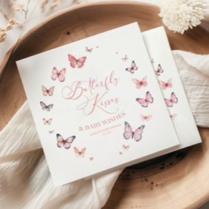 Butterfly Kisses and Baby Wishes Pink Baby Shower Napkin