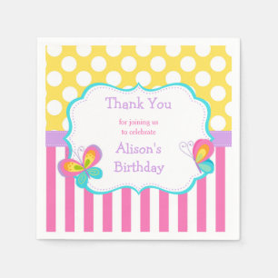Butterfly Kisses and Birthday Wishes Party Napkin