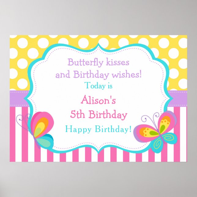Butterfly Kisses and Birthday Wishes Poster (Front)