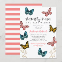 Butterfly Kisses and Wishes Pink Baby Shower