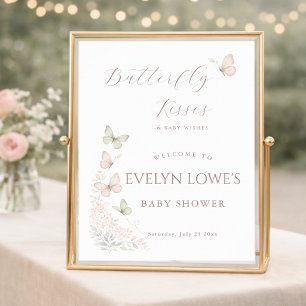 Butterfly Kisses Baby Girl Shower Poster