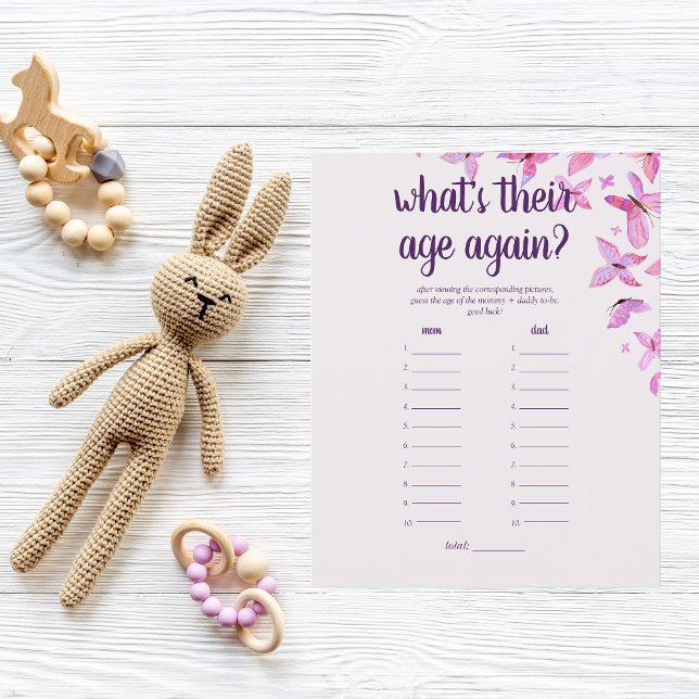 Butterfly Kisses Baby Shower Age Game | Pink (Creator Uploaded)