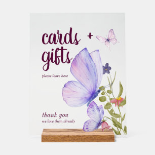 Butterfly Kisses Baby Shower    Cards Gifts Purple Acrylic Sign