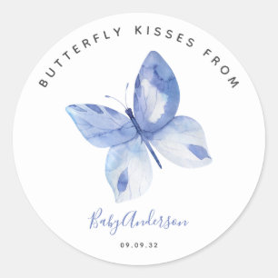 Butterfly Kisses Baby Shower Classic Round Sticker