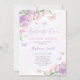 Butterfly Kisses Baby Shower Girl Invitation
