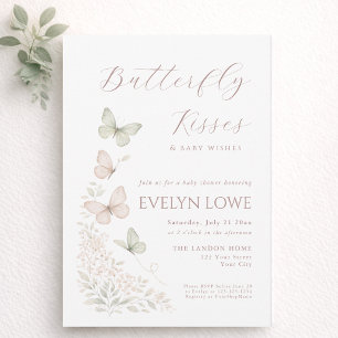 Butterfly Kisses Baby Shower Invitation