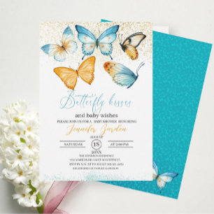Butterfly kisses baby shower Invitation