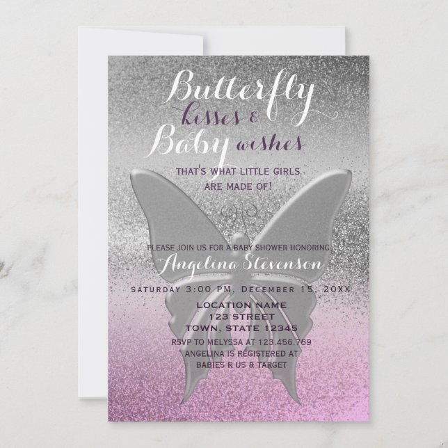 Butterfly Kisses Baby Shower Invitation (Front)