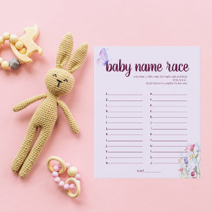 Butterfly Kisses Baby Shower Name Game Purple