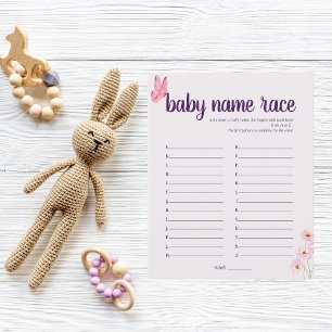 Butterfly Kisses Baby Shower Name Race Game Pink