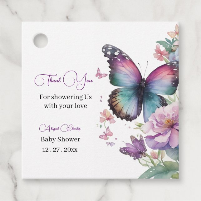 Butterfly kisses & Baby wishes Favour Tags (Front)