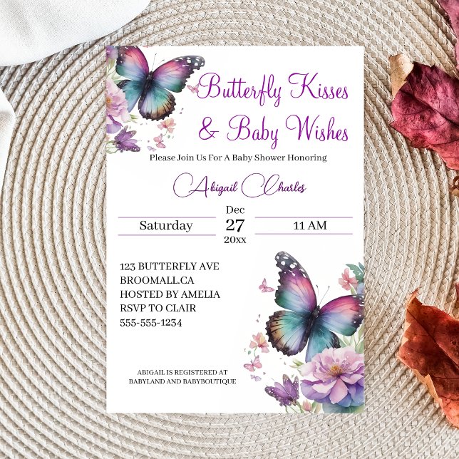 Butterfly kisses & Baby Wishes Invitation (Creator Uploaded)