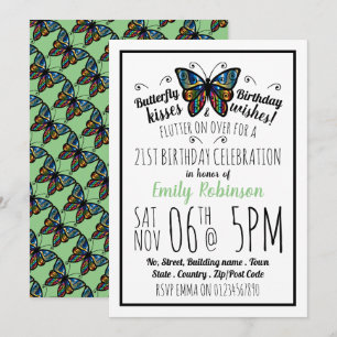 Butterfly Kisses Birthday Party Invitation