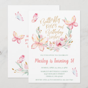 Butterfly Kisses & Birthday Wishes, Any Age Party Invitation