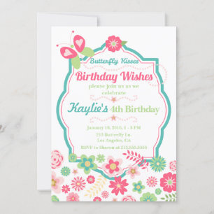 Butterfly Kisses & Birthday Wishes Invitation
