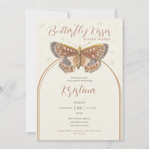 Butterfly Kisses Boho Baby Girl Shower Invitation
