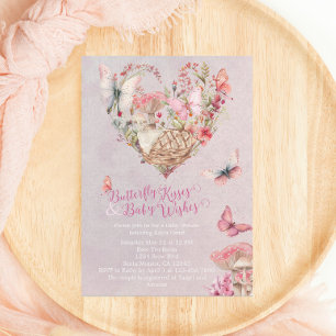 Butterfly Kisses Enchanted Forest Baby Shower Invitation