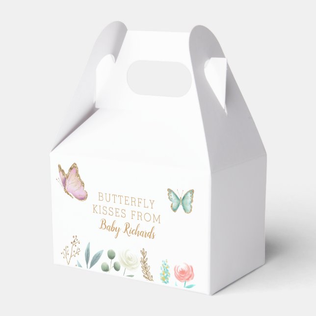 Butterfly Kisses Floral Baby Shower Favour Box (Front Side)